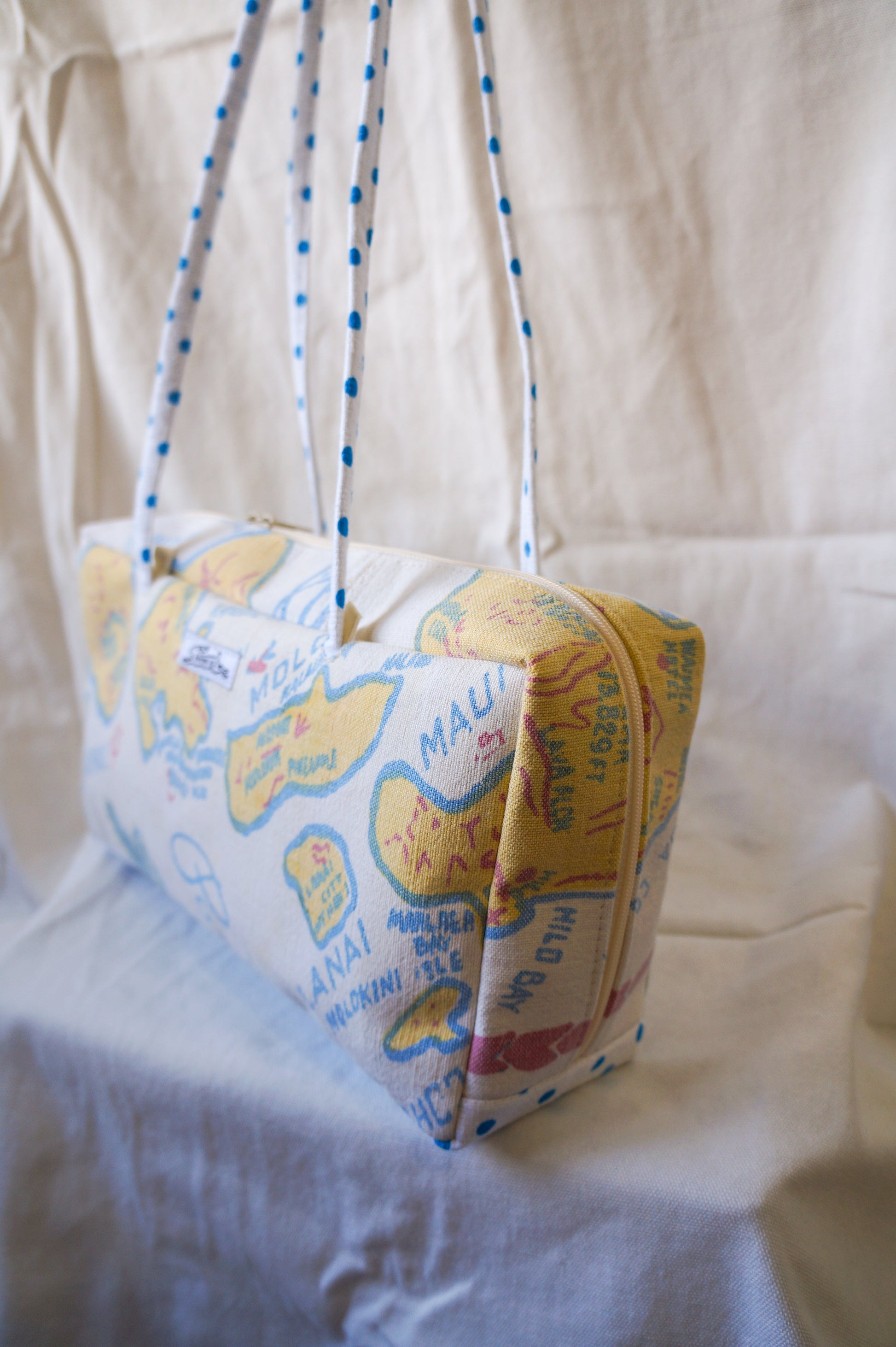 Handmade 1/1 vintage Hawaii graphic bowler bag