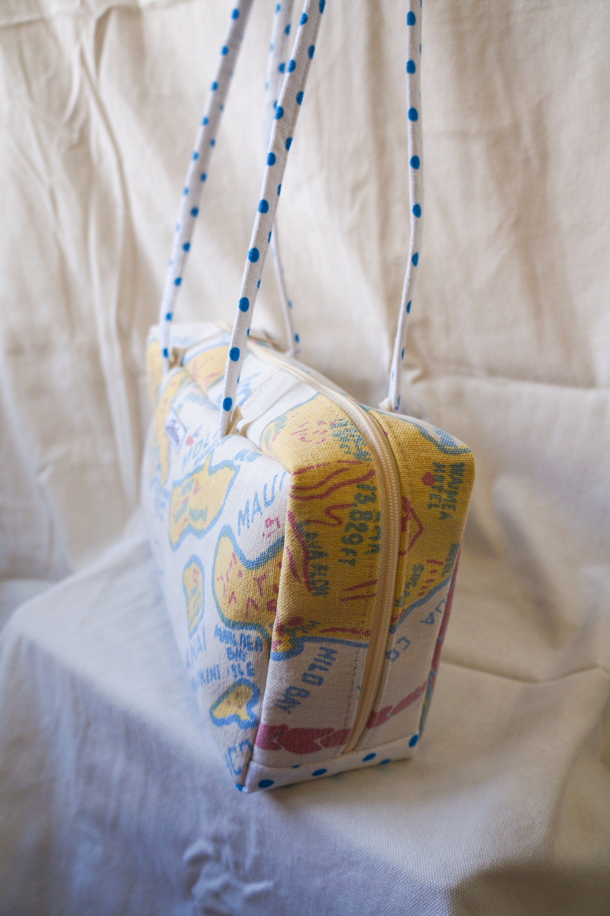 Handmade 1/1 vintage Hawaii graphic bowler bag