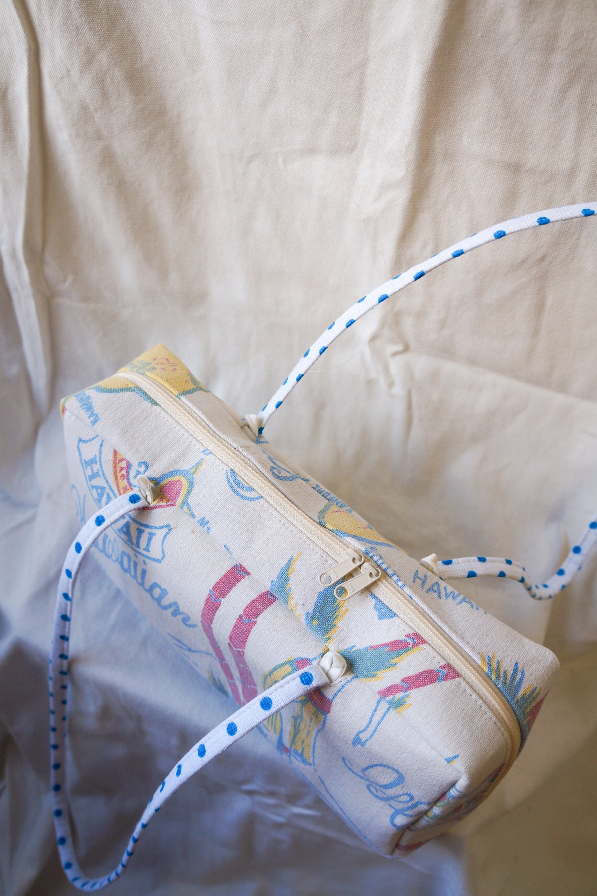 Handmade 1/1 vintage Hawaii graphic bowler bag