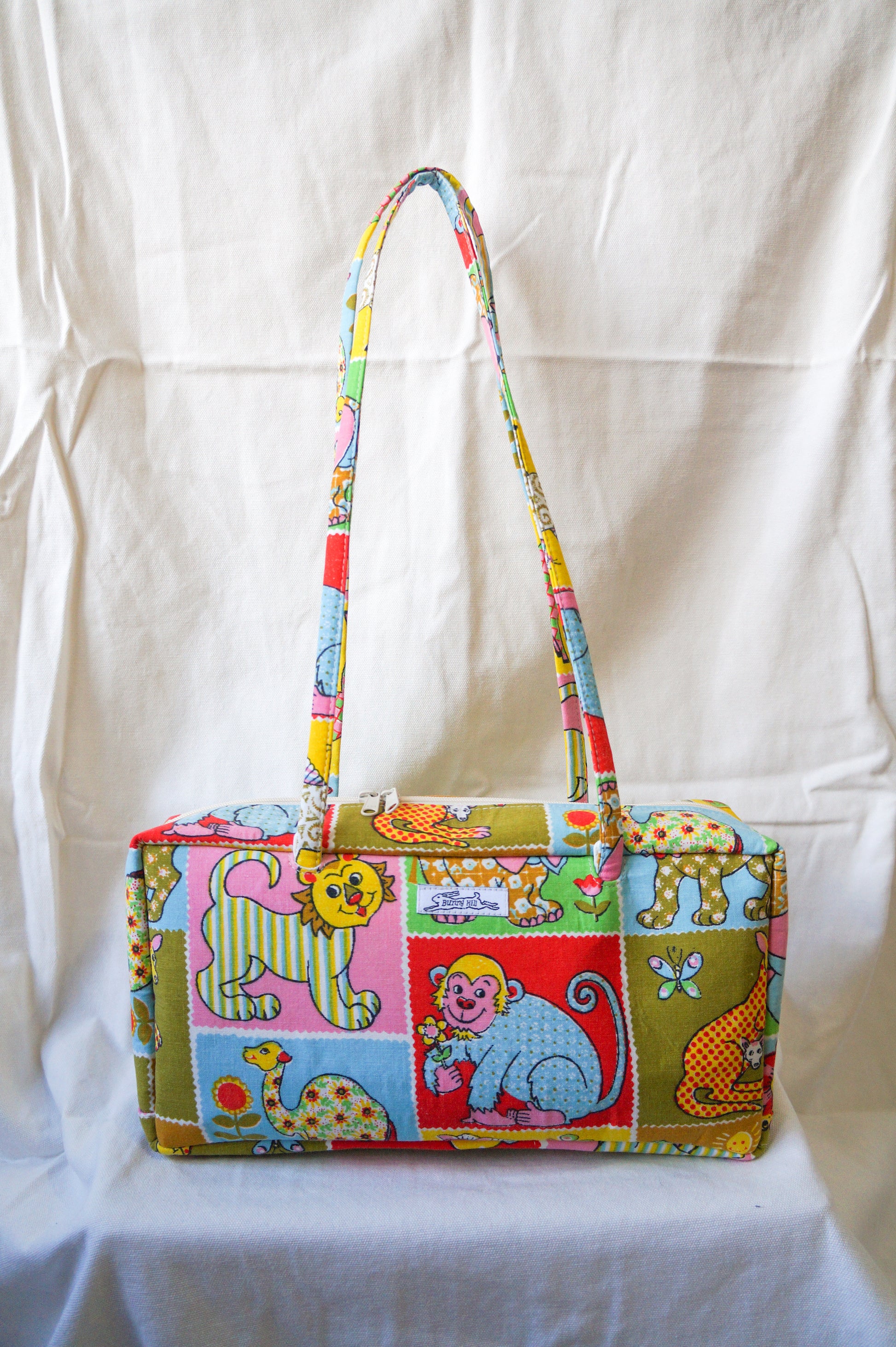 Handmade 1/1 vintage 70s animals bowler bag