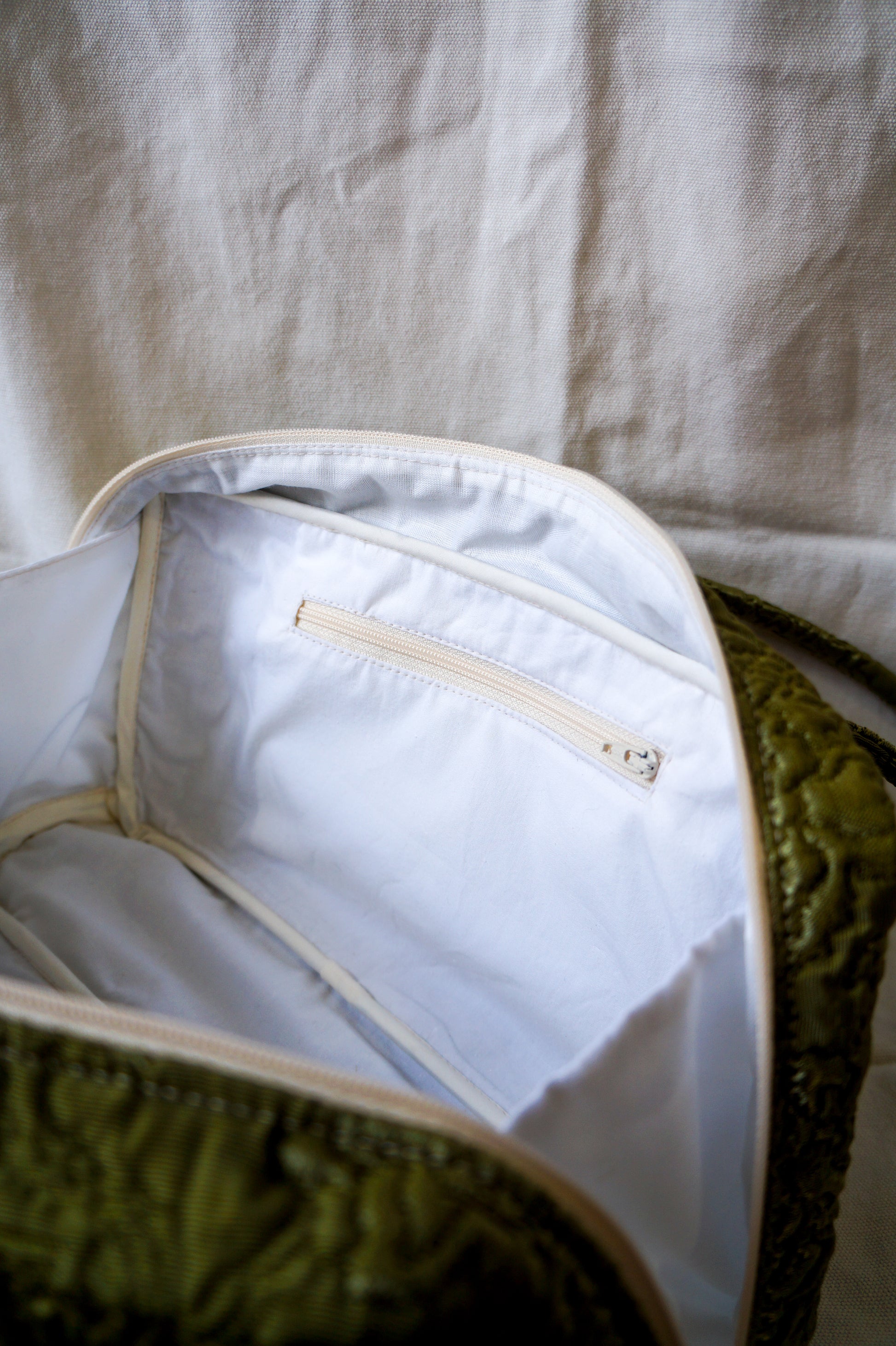 Handmade 1/1 moss floral embossed bowler bag