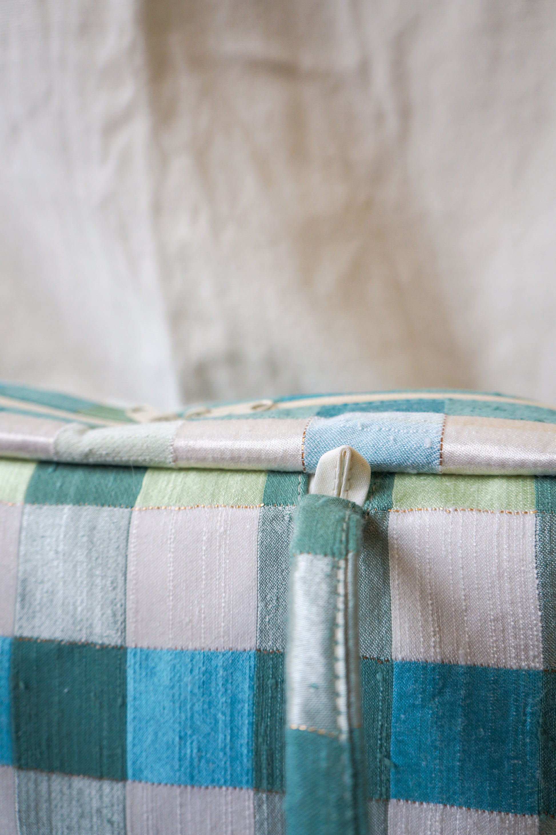 Handmade 1/1 green shimmer plaid bowler bag