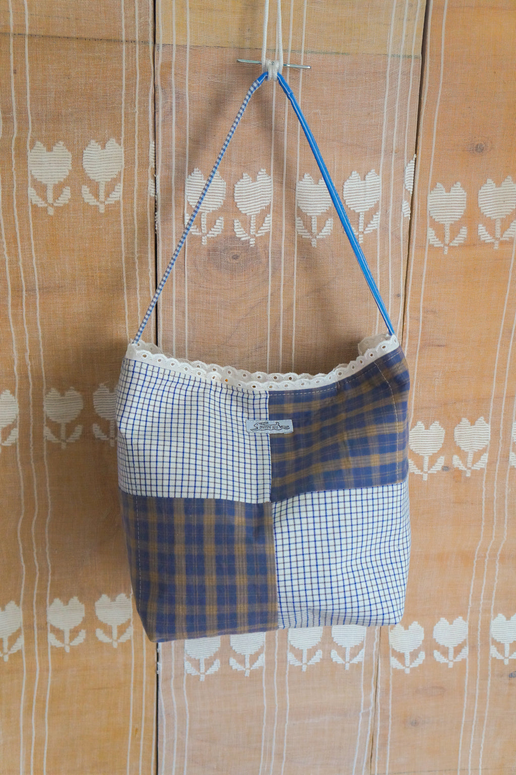 Handmade vintage button down bucket bag #1
