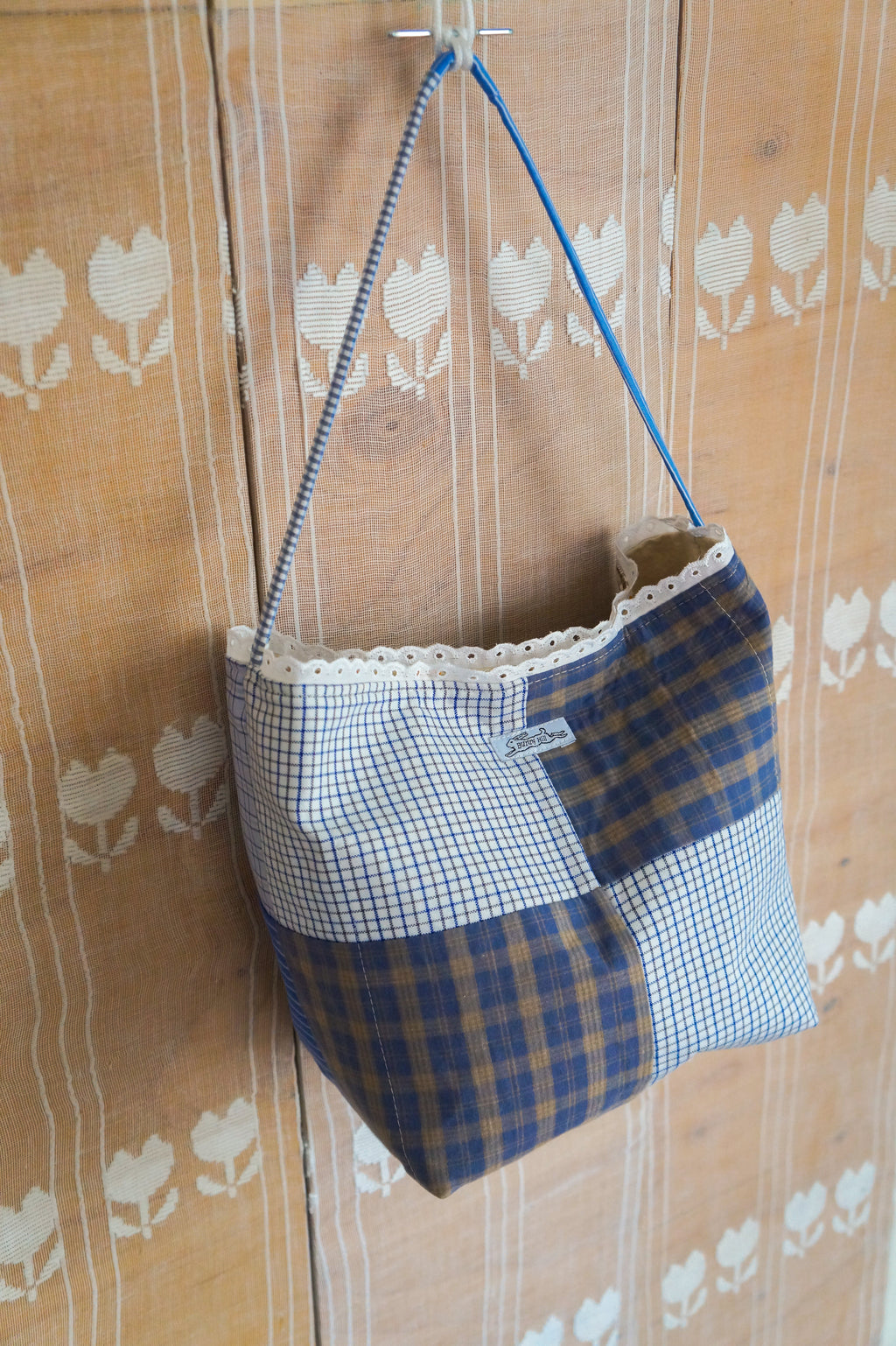 Handmade vintage button down bucket bag #1