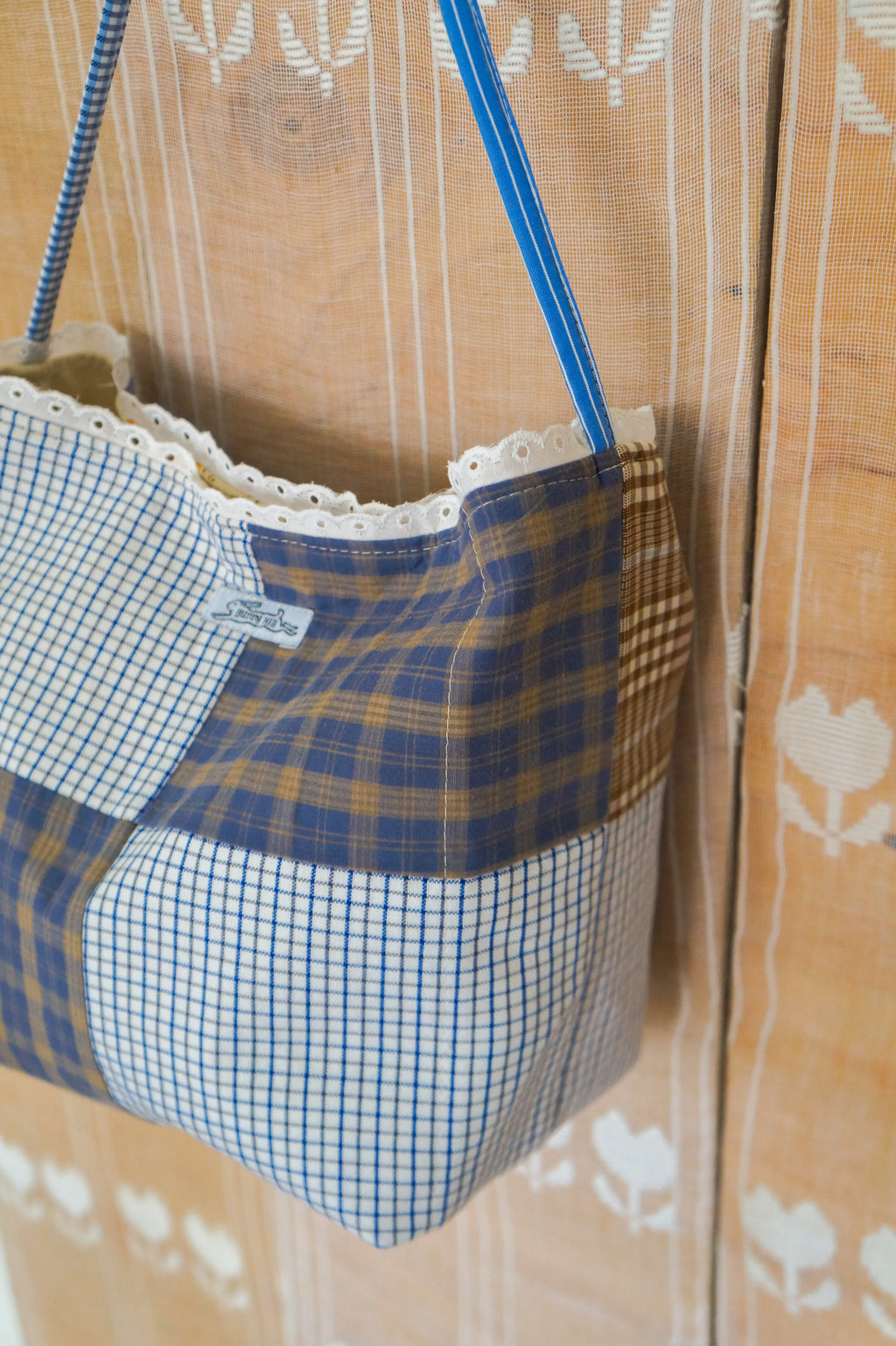 Handmade vintage button down bucket bag #1