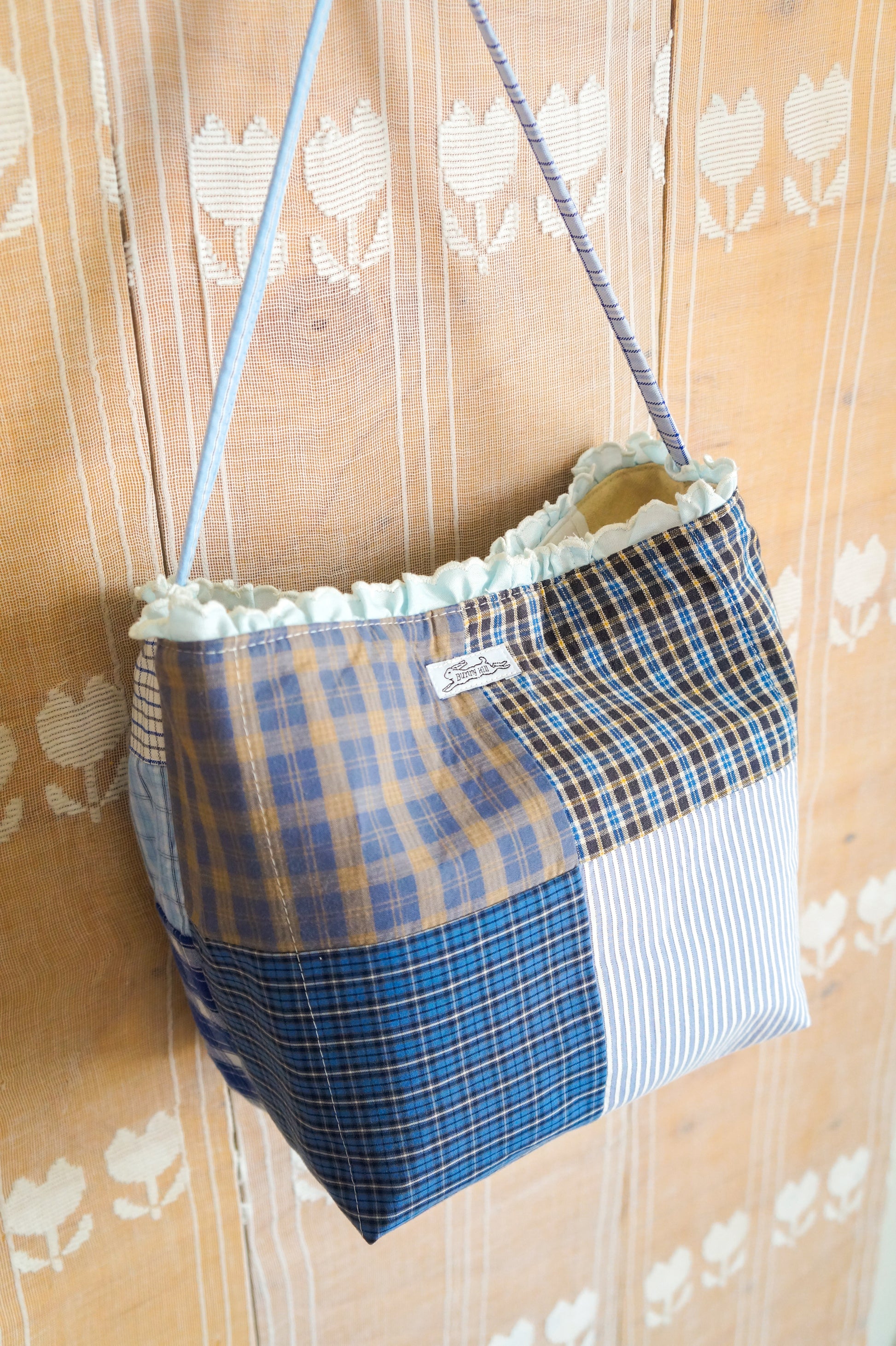 Handmade vintage button down bucket bag #2