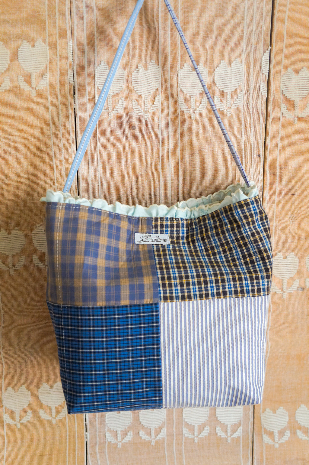Handmade vintage button down bucket bag #2