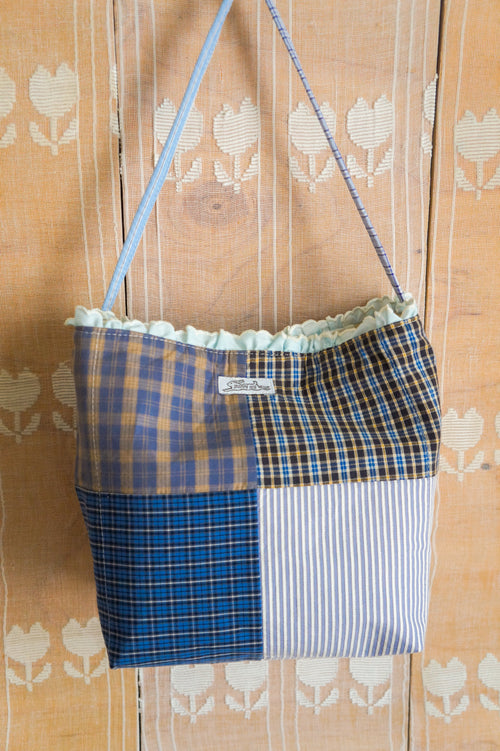 Handmade vintage button down bucket bag #2