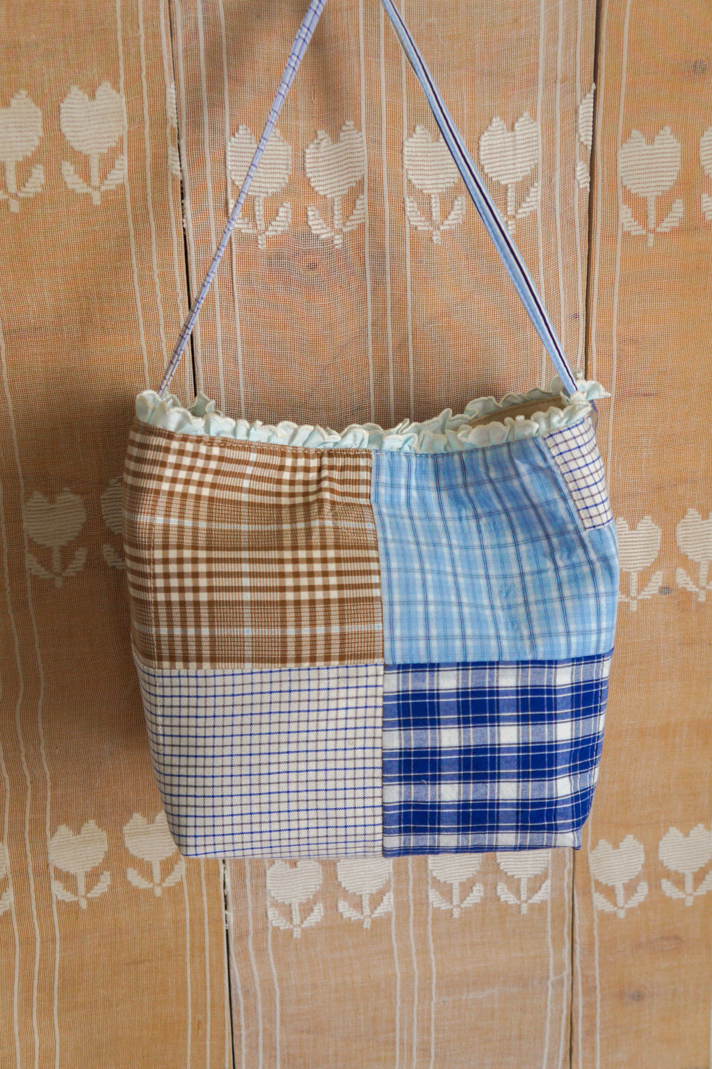 Handmade vintage button down bucket bag #1