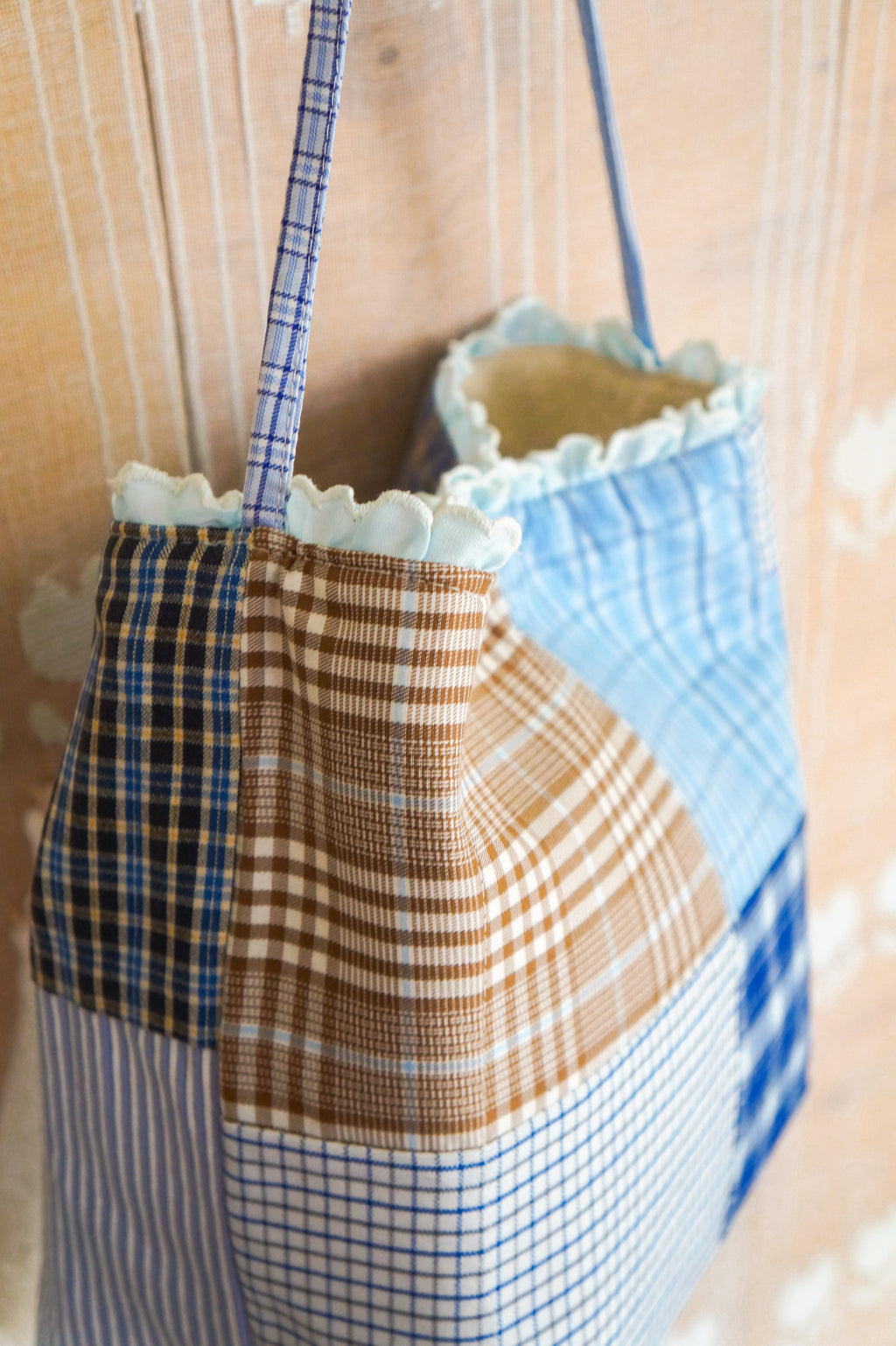 Handmade vintage button down bucket bag #1