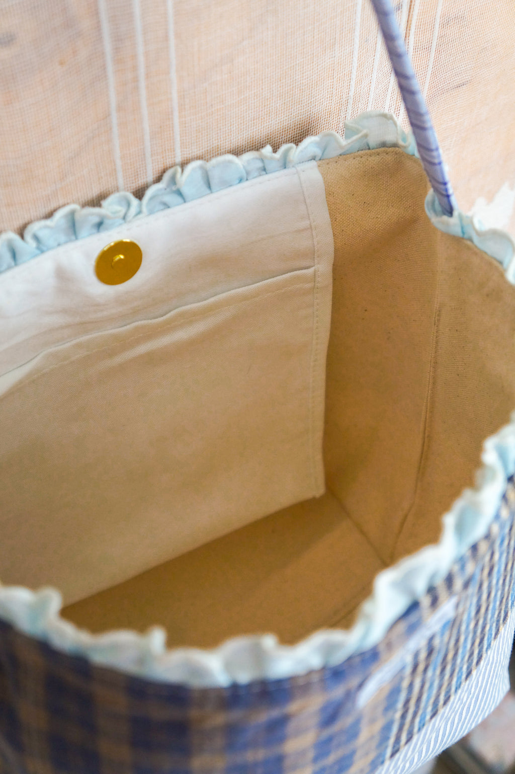 Handmade vintage button down bucket bag #2