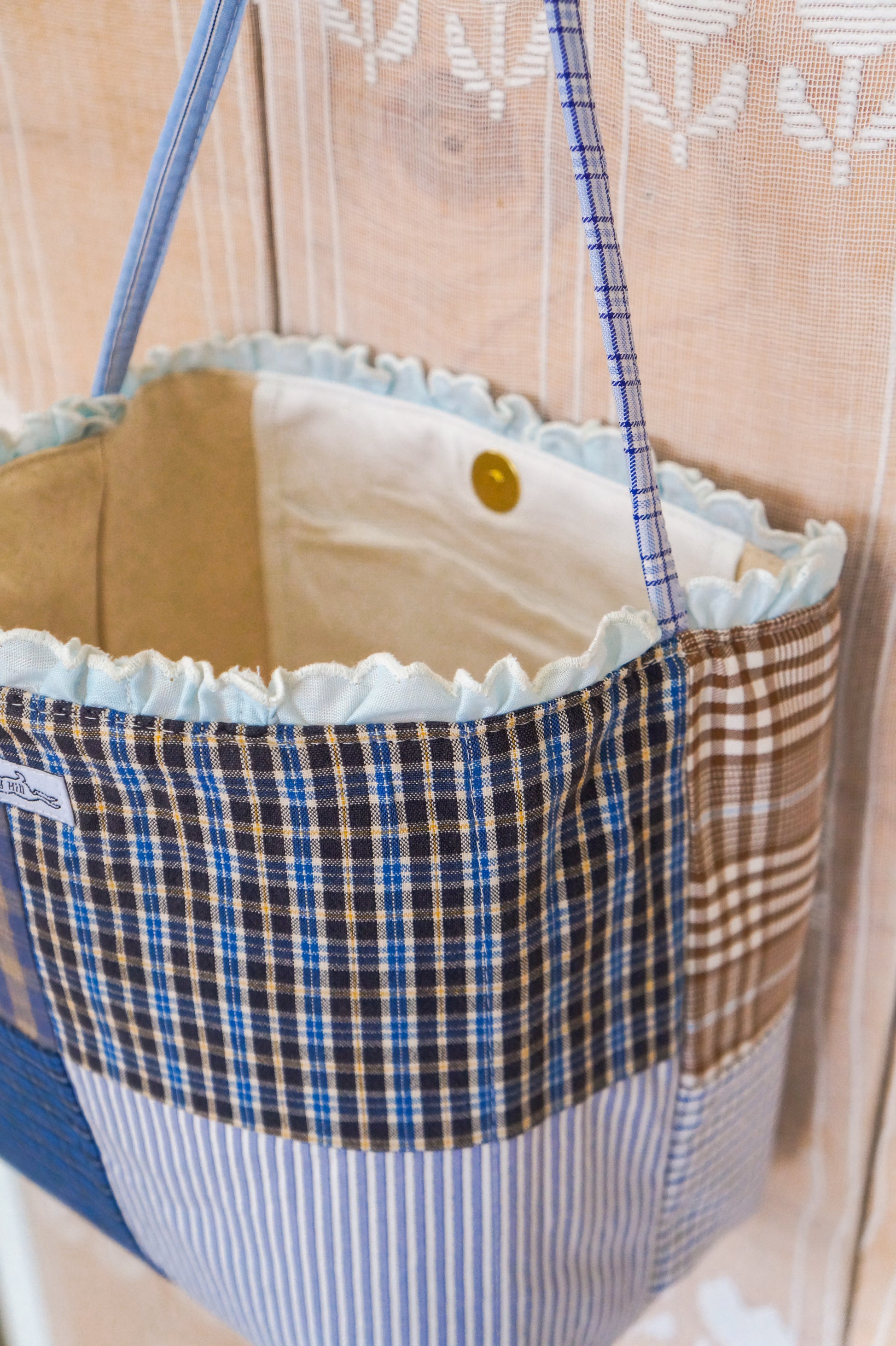 Handmade vintage button down bucket bag #2