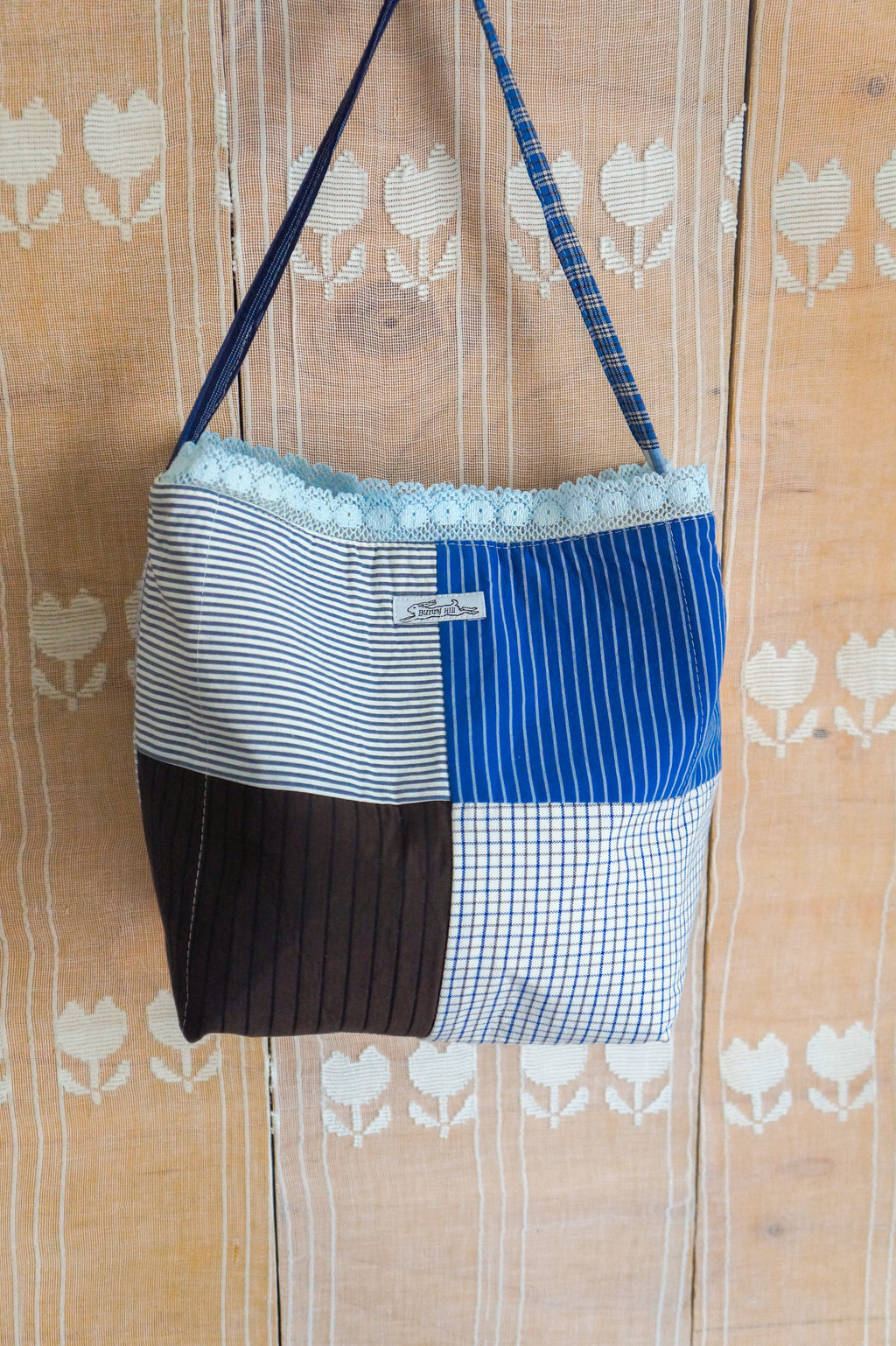 Handmade vintage button down bucket bag #3