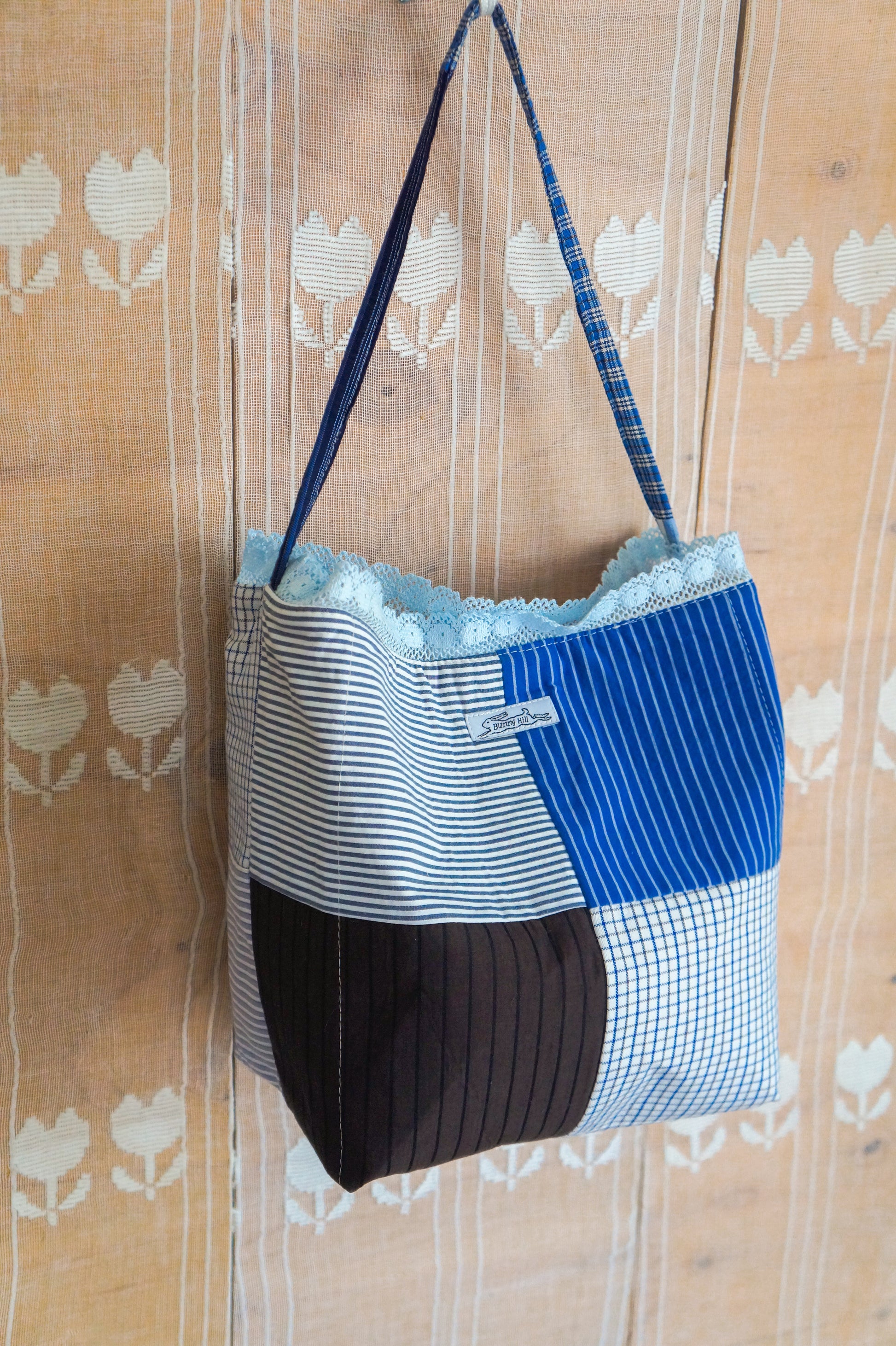 Handmade vintage button down bucket bag #3