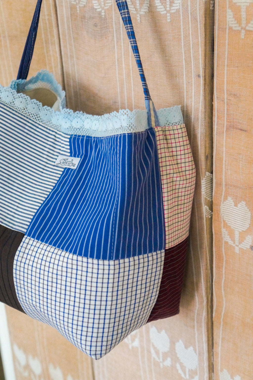 Handmade vintage button down bucket bag #3