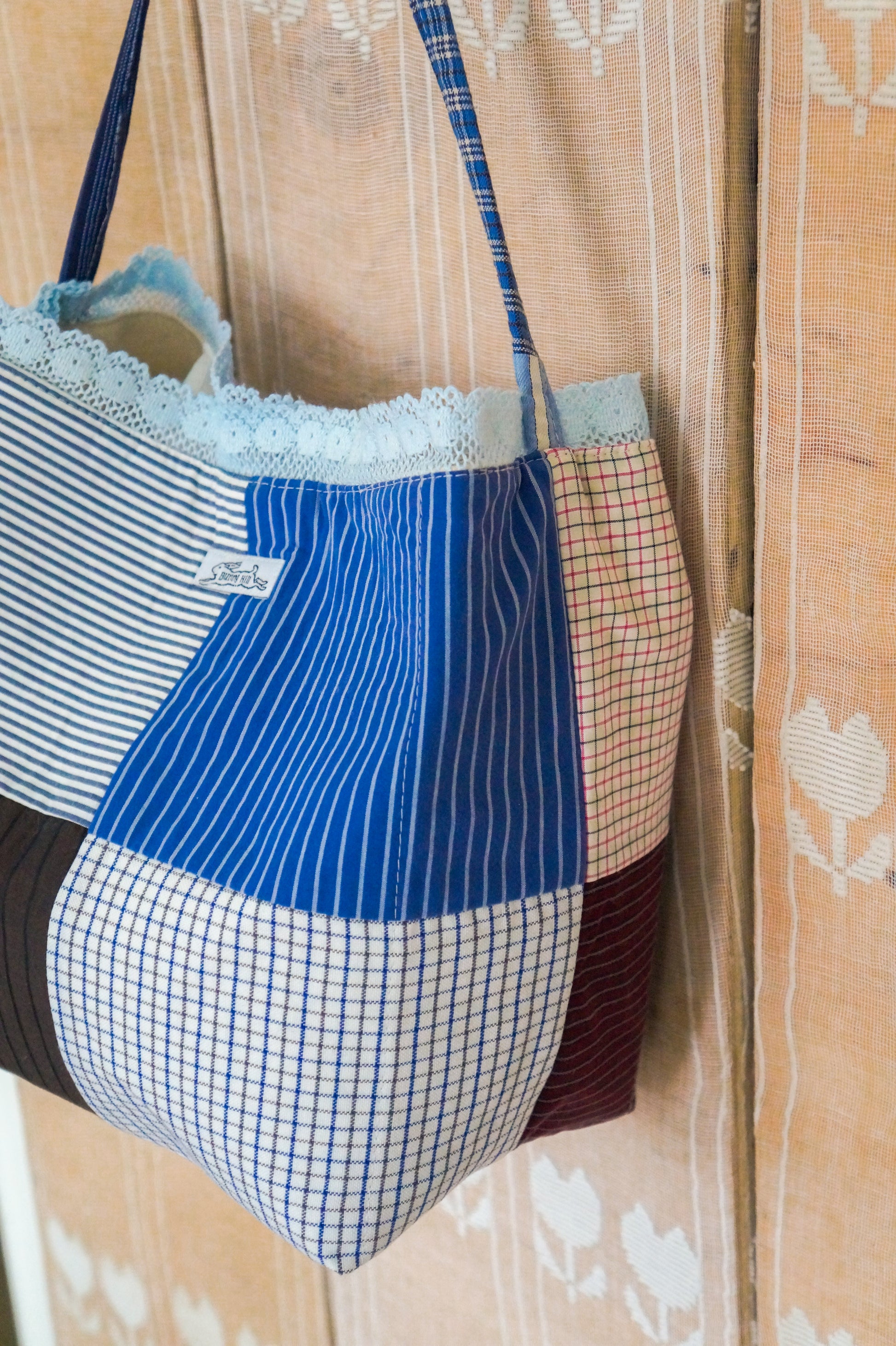 Handmade vintage button down bucket bag #3
