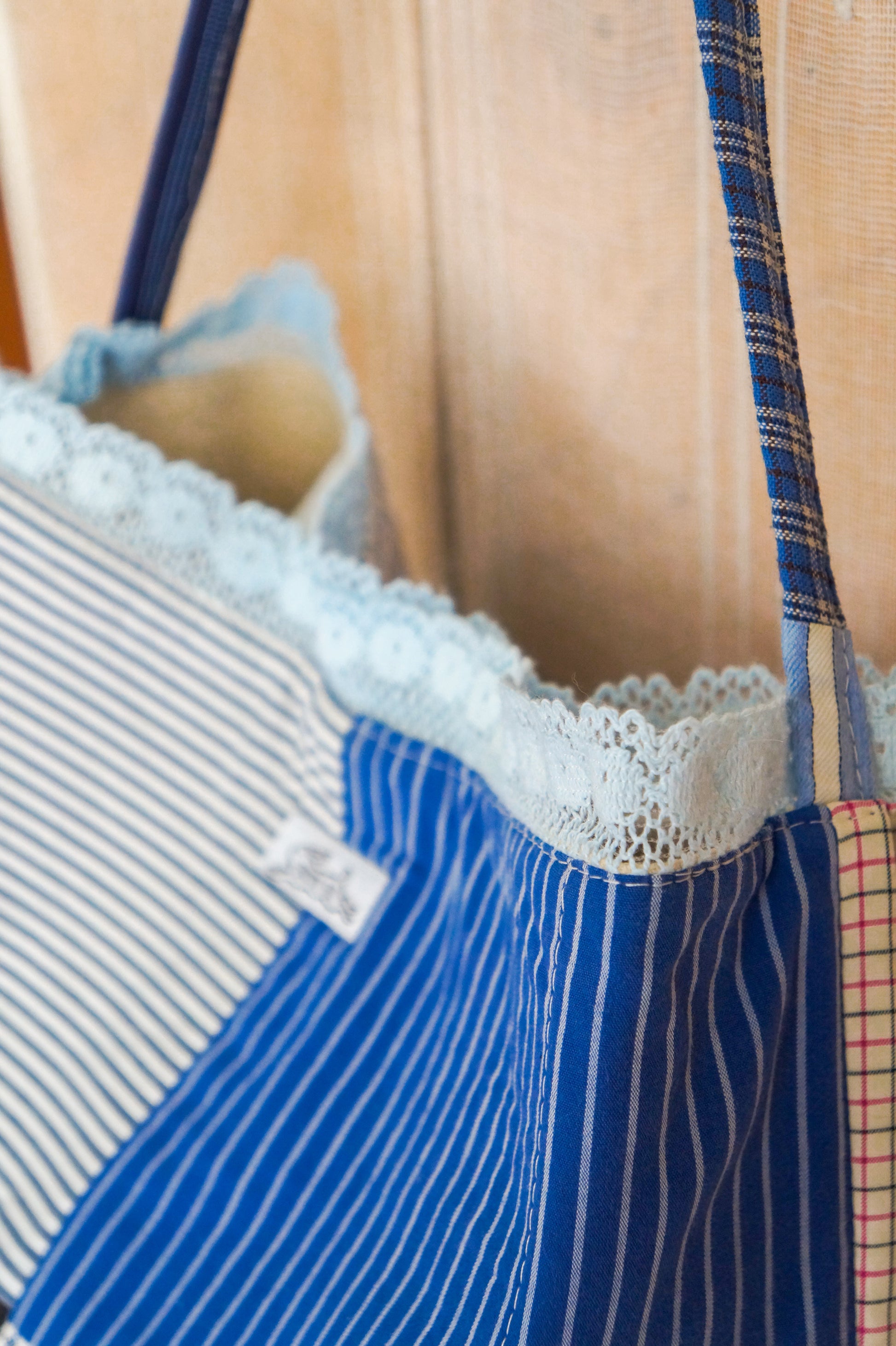Handmade vintage button down bucket bag #3