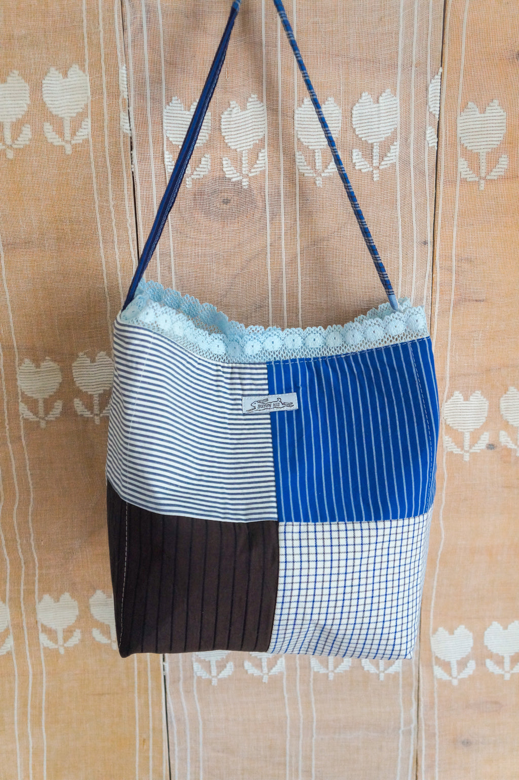 Handmade vintage button down bucket bag #3