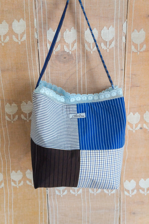 Handmade vintage button down bucket bag #3