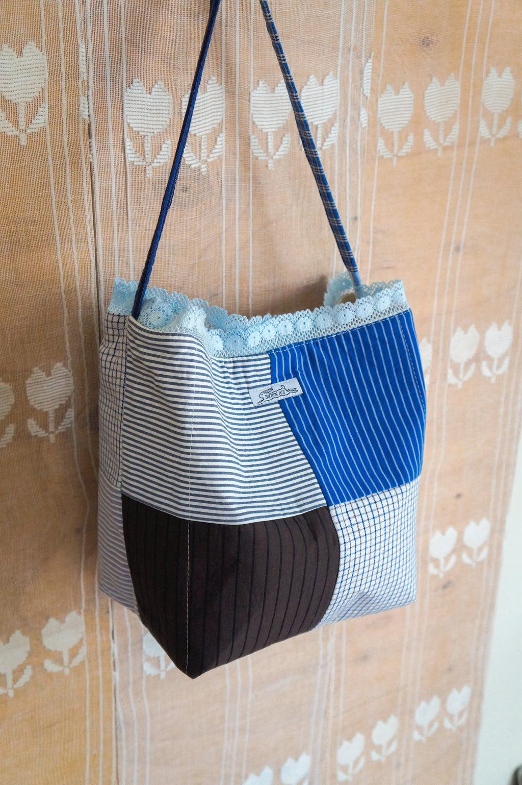 Handmade vintage button down bucket bag #3
