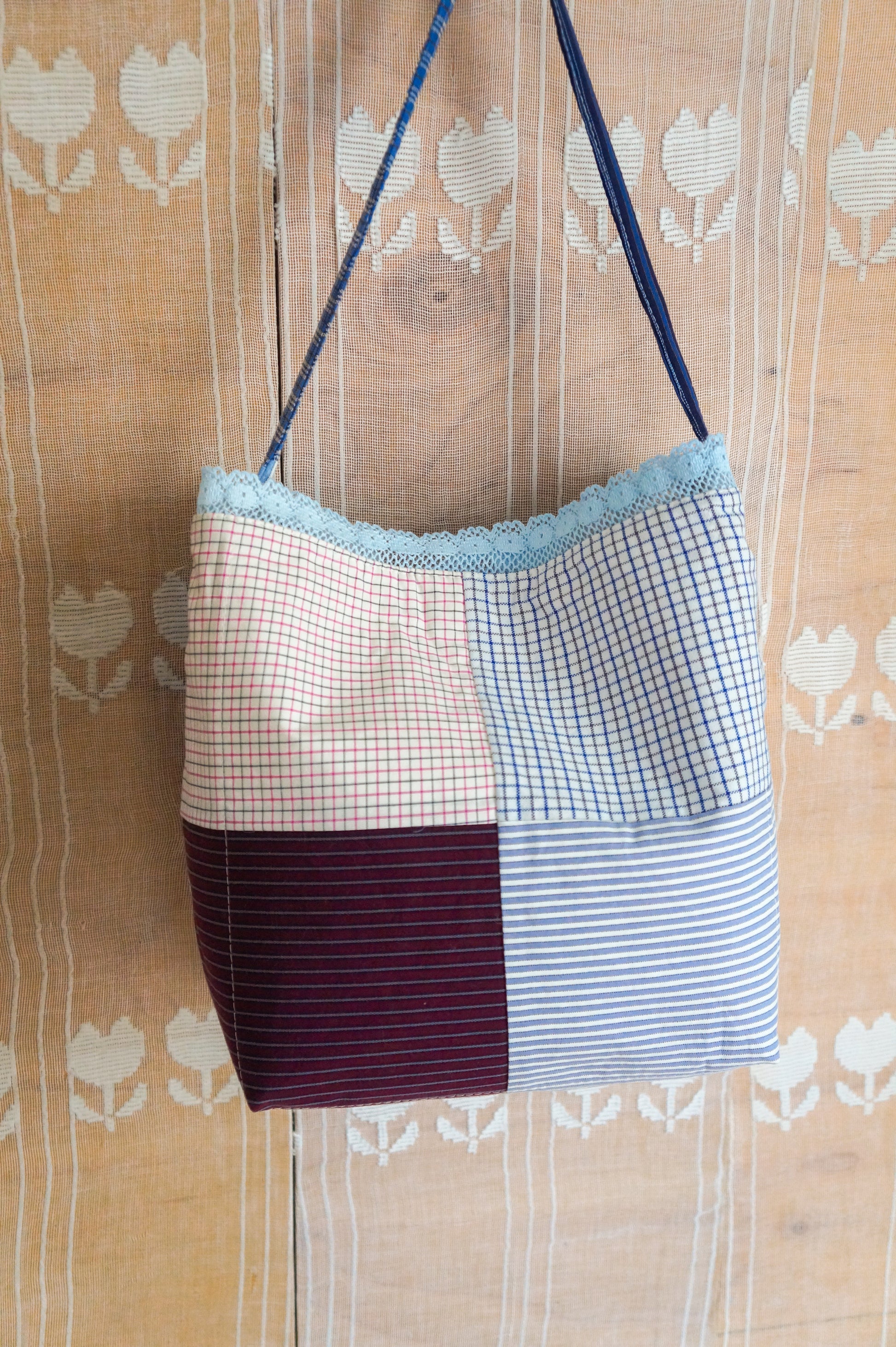 Handmade vintage button down bucket bag #3