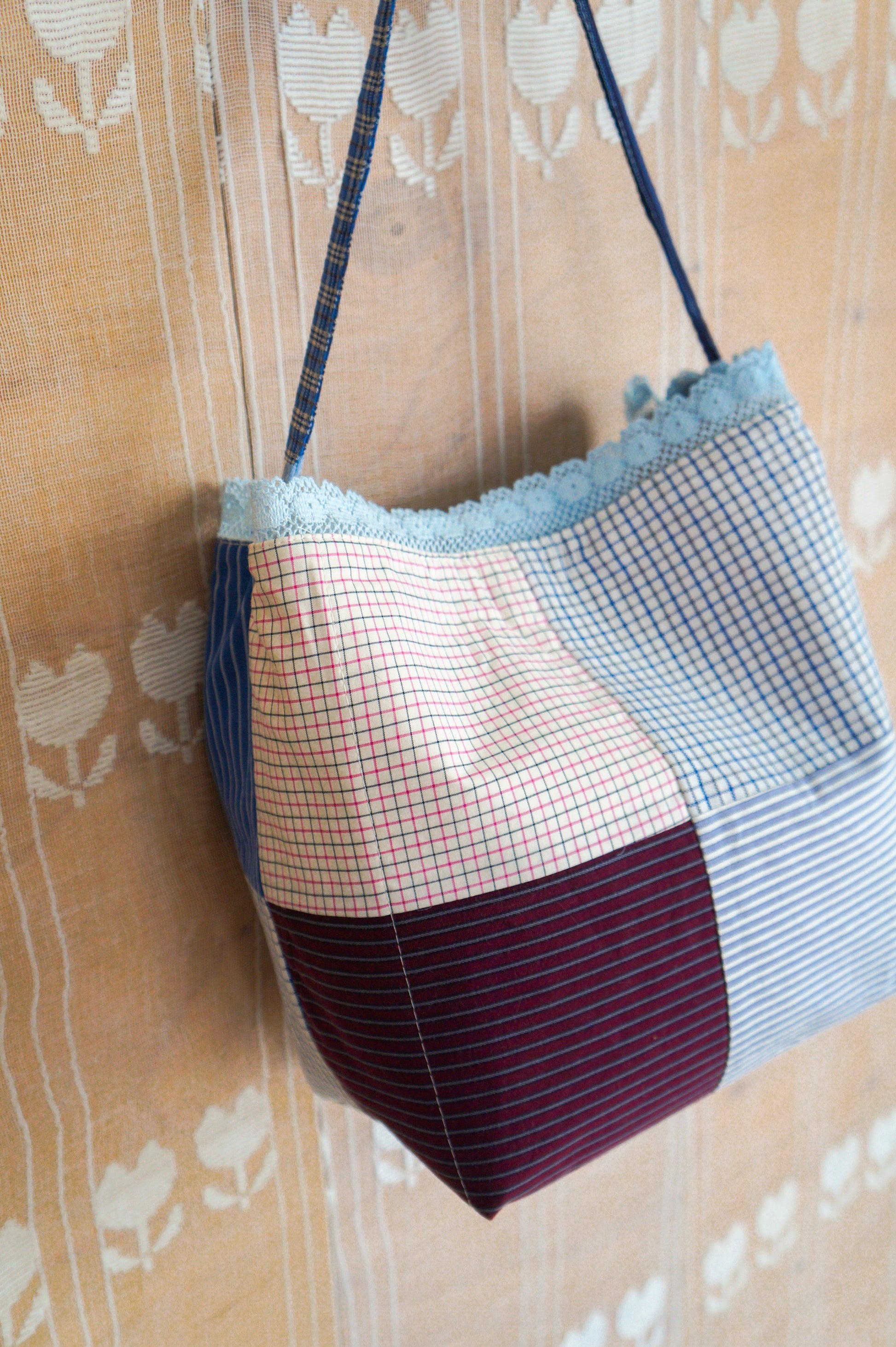 Handmade vintage button down bucket bag #3