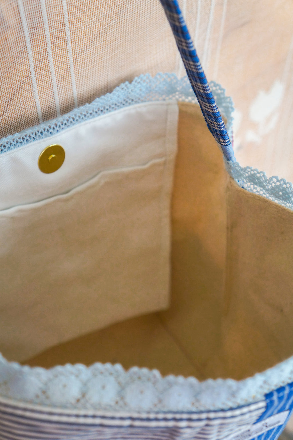 Handmade vintage button down bucket bag #3
