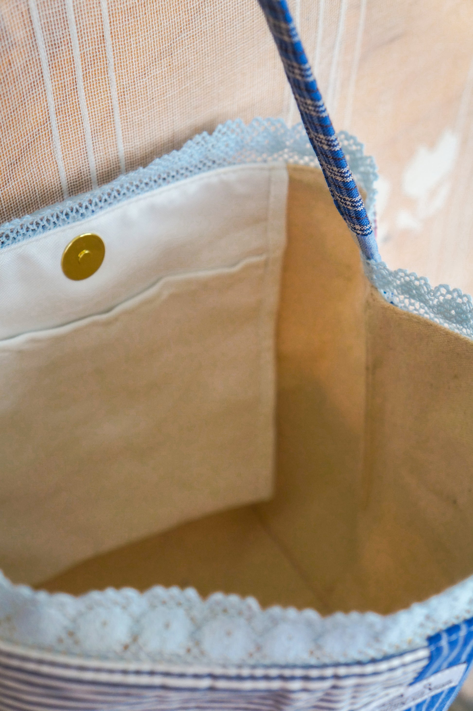Handmade vintage button down bucket bag #3