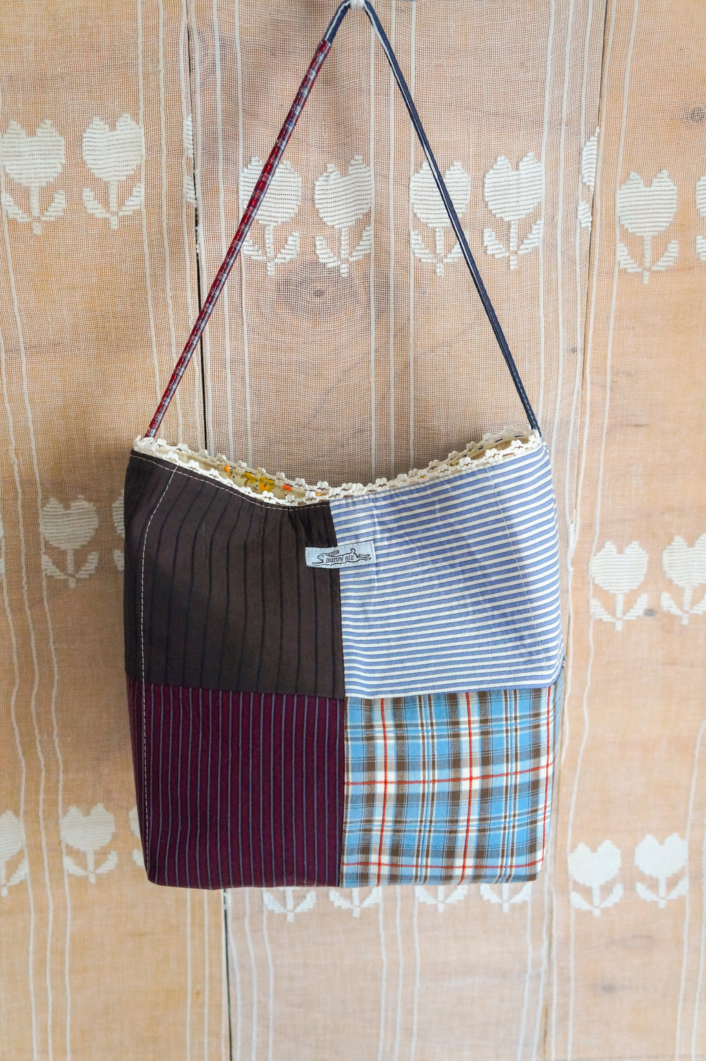Handmade vintage button down bucket bag #4