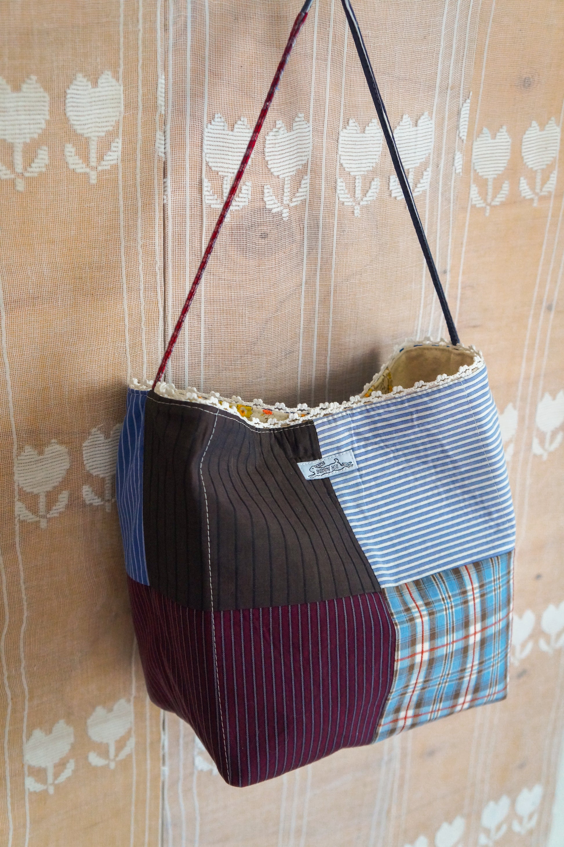 Handmade vintage button down bucket bag #4