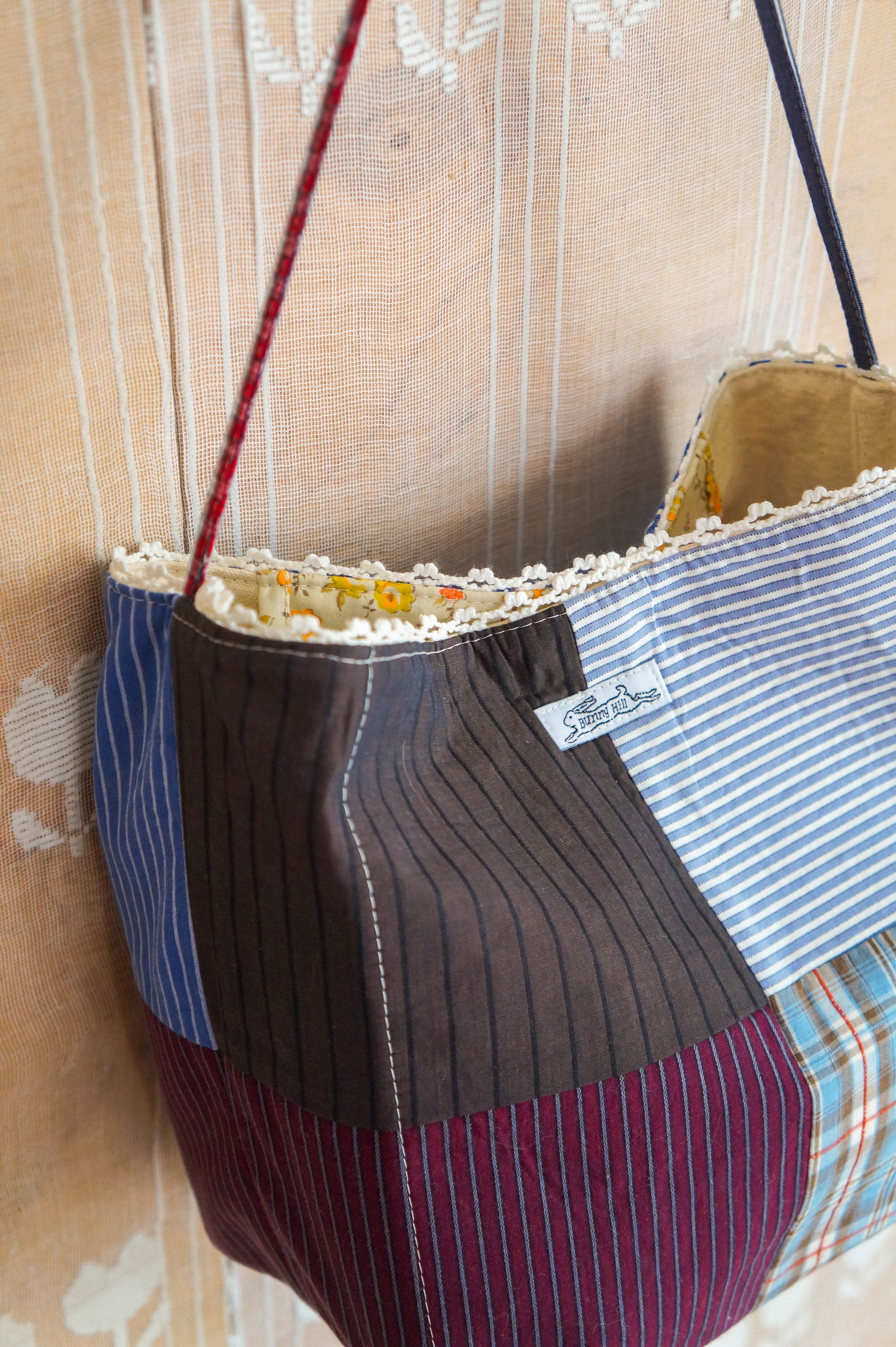 Handmade vintage button down bucket bag #4