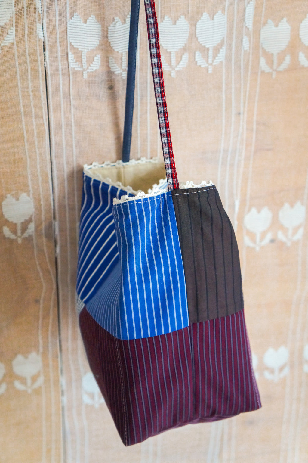 Handmade vintage button down bucket bag #4