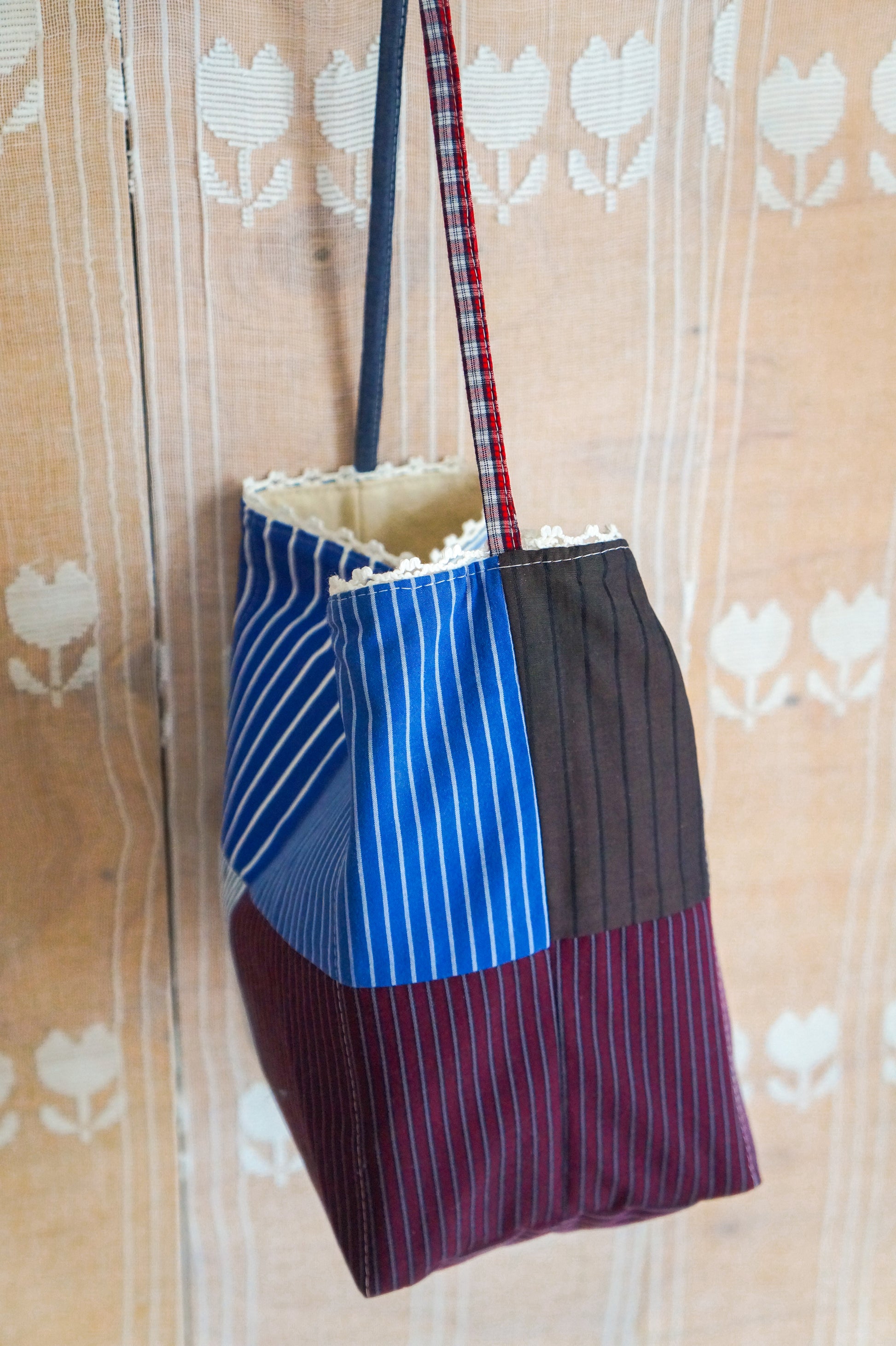 Handmade vintage button down bucket bag #4