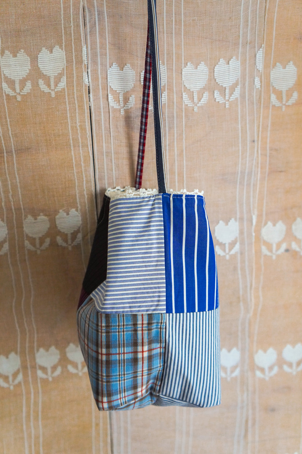 Handmade vintage button down bucket bag #4