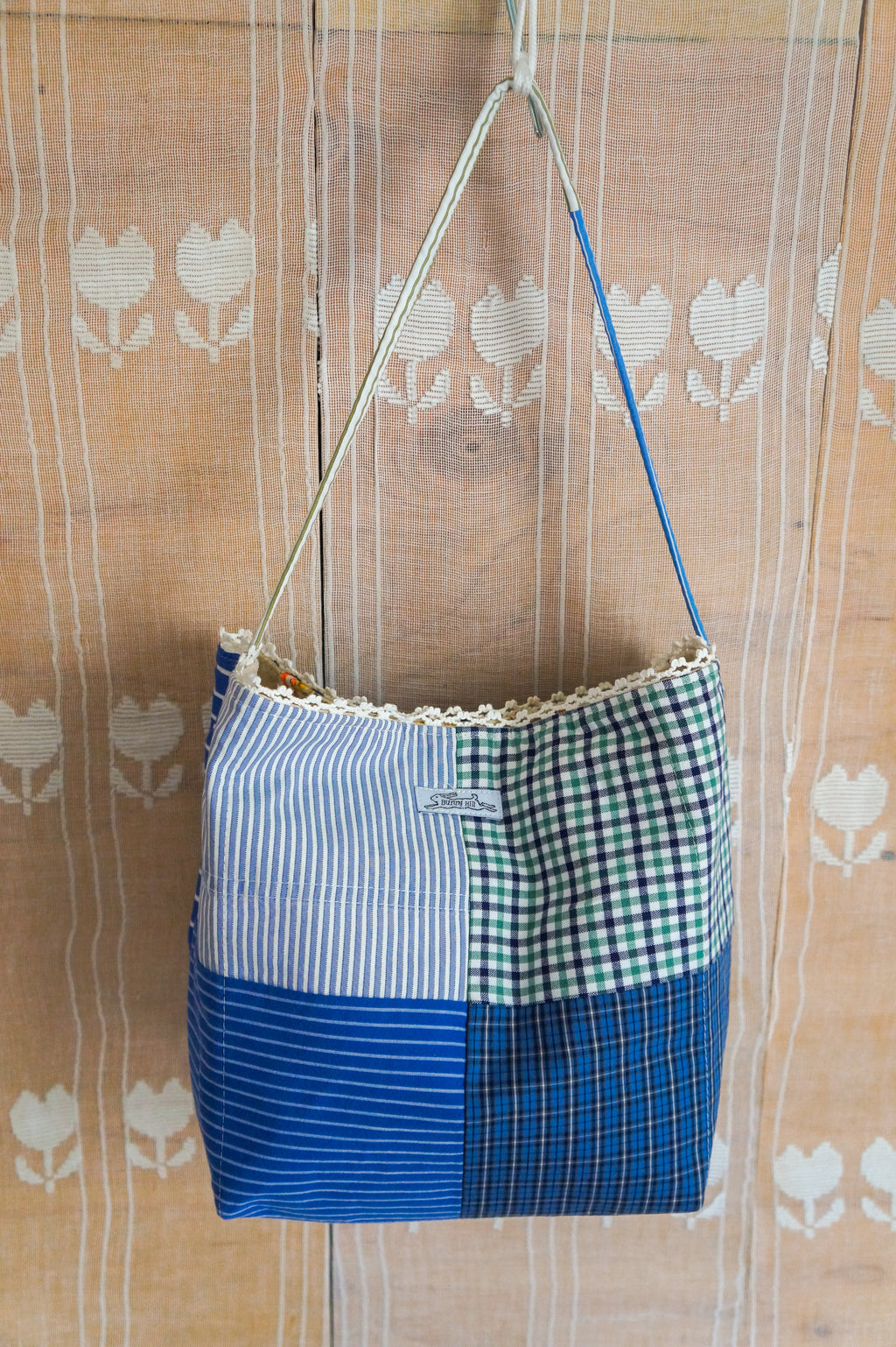 Handmade vintage button down bucket bag #5