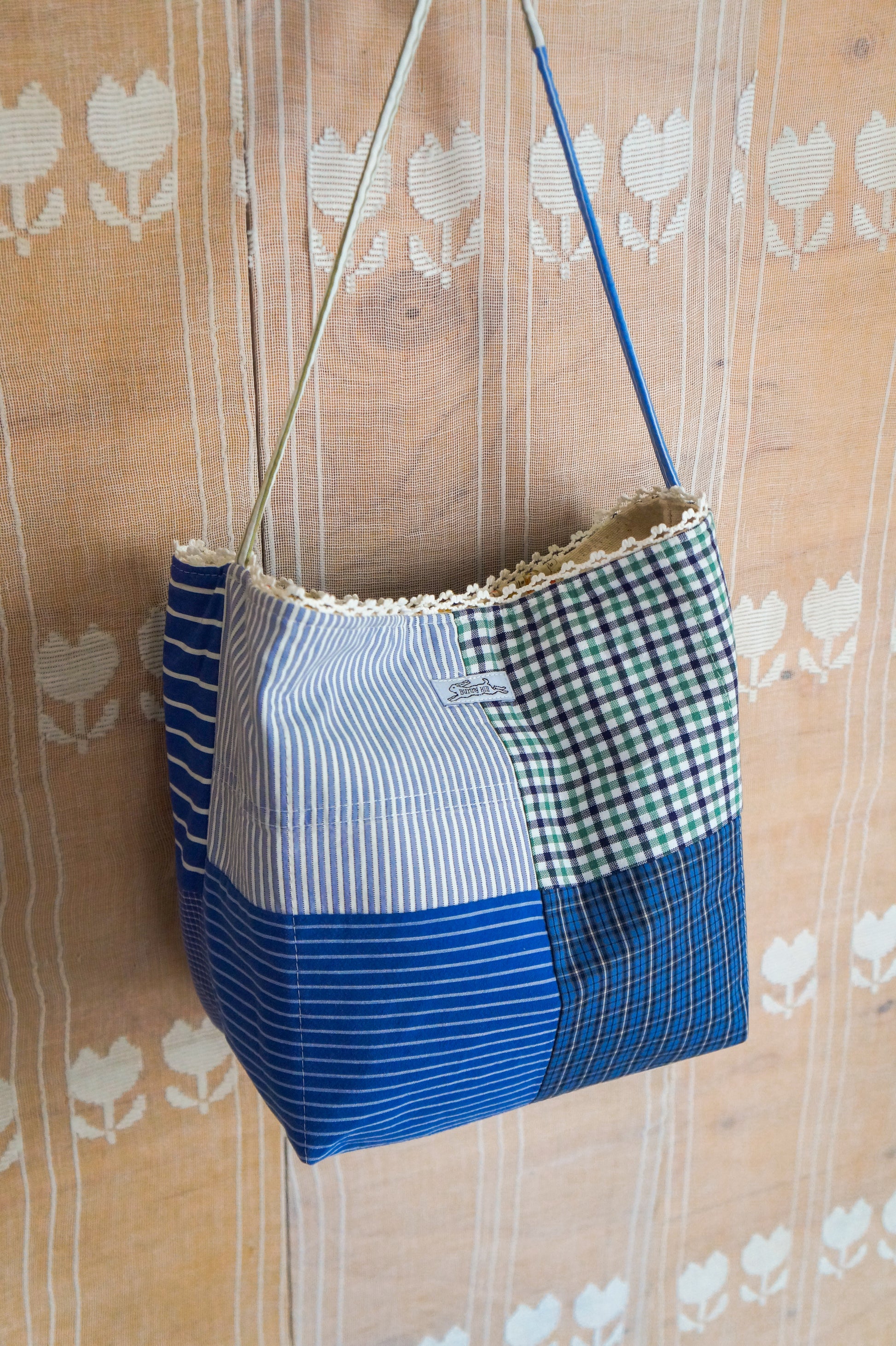 Handmade vintage button down bucket bag #5