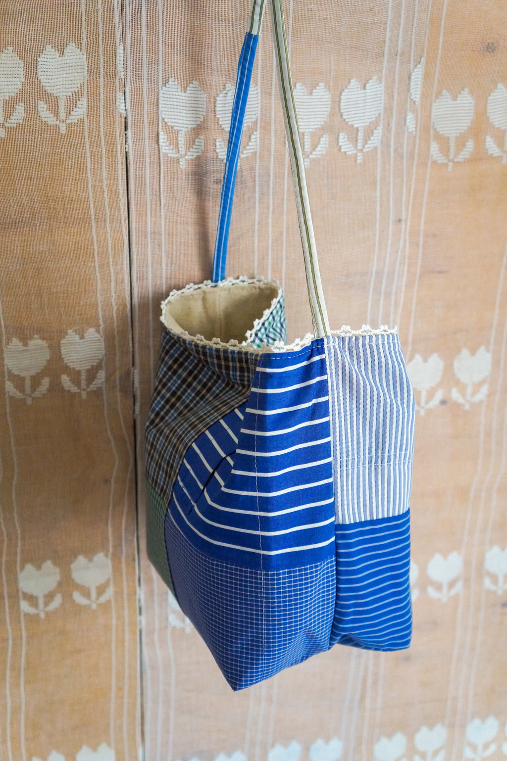 Handmade vintage button down bucket bag #5
