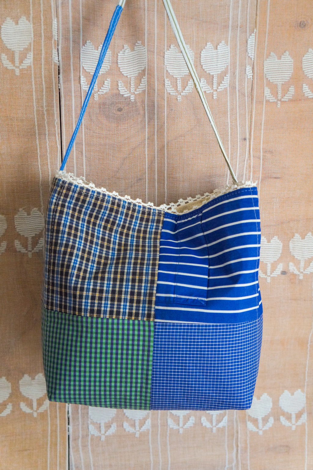 Handmade vintage button down bucket bag #5