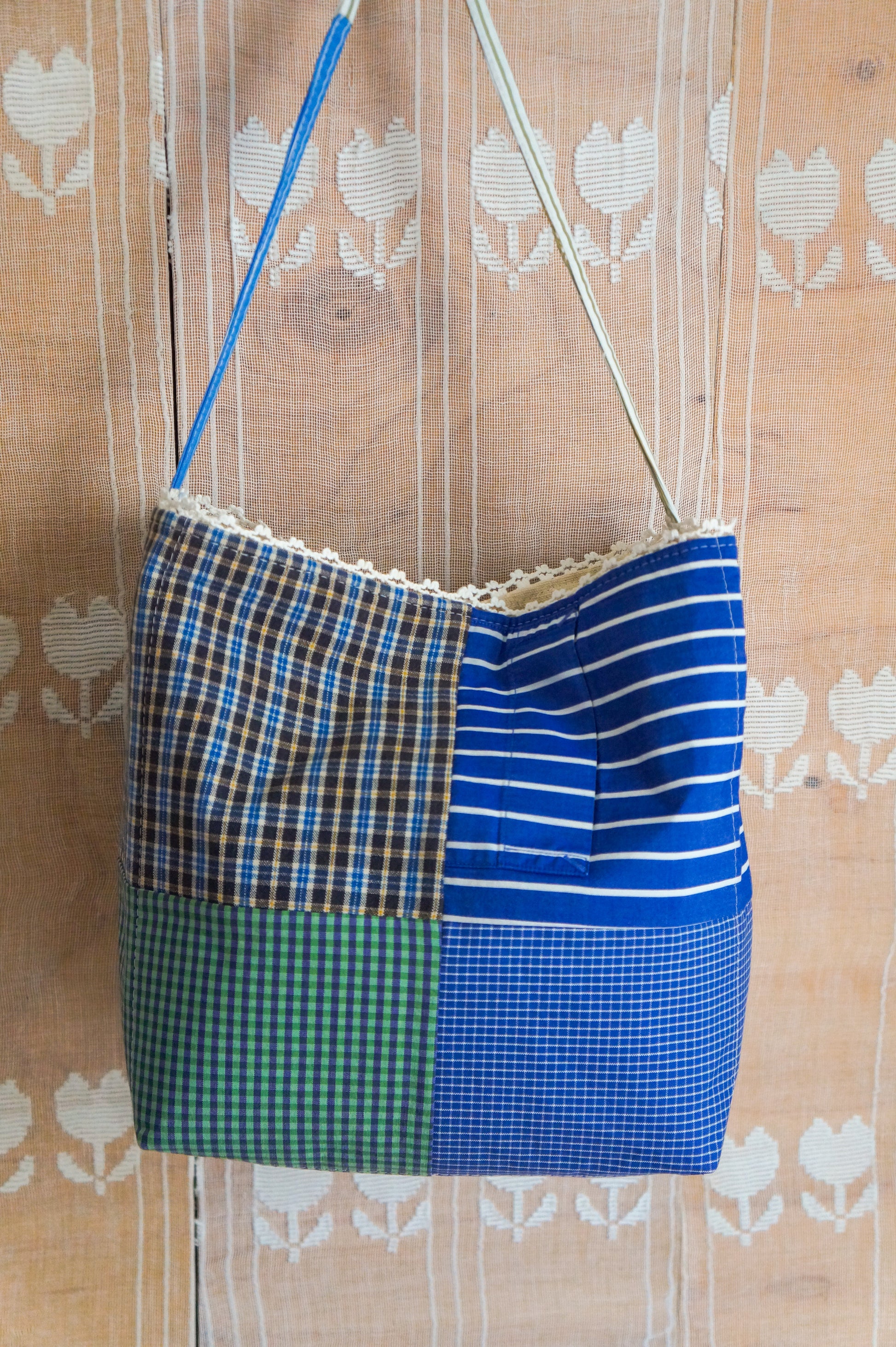 Handmade vintage button down bucket bag #5