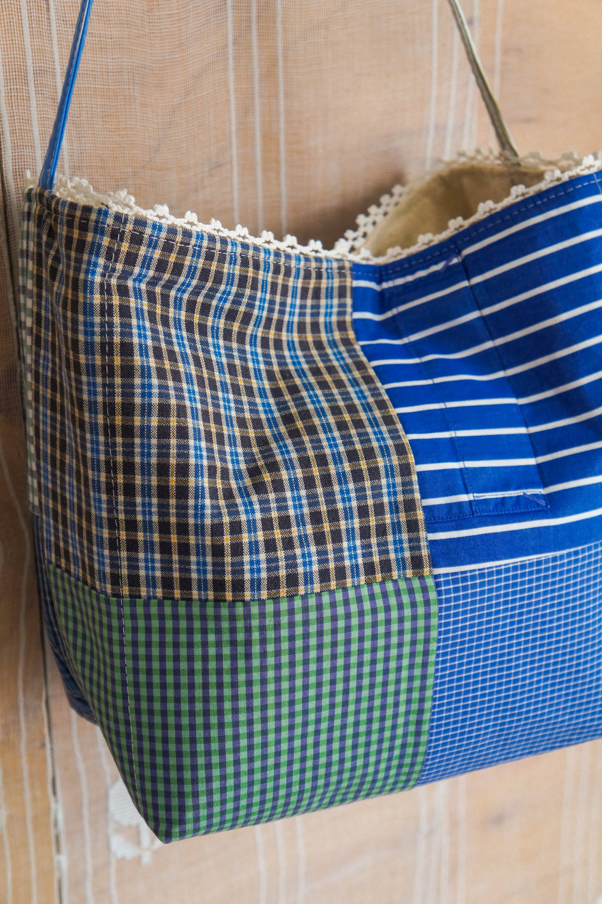 Handmade vintage button down bucket bag #5