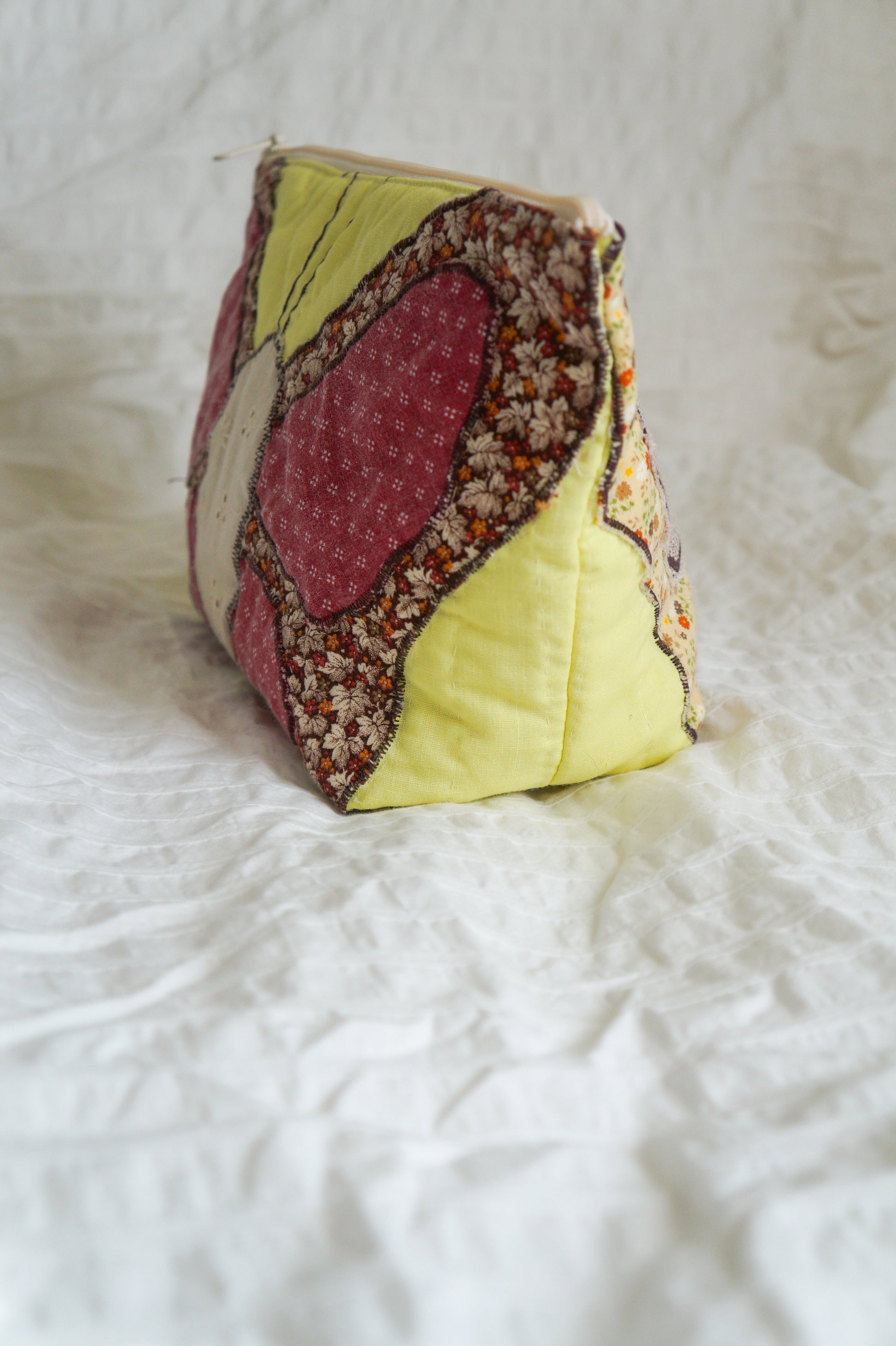 Handmade large butterfly appliqué quilt corner pouch