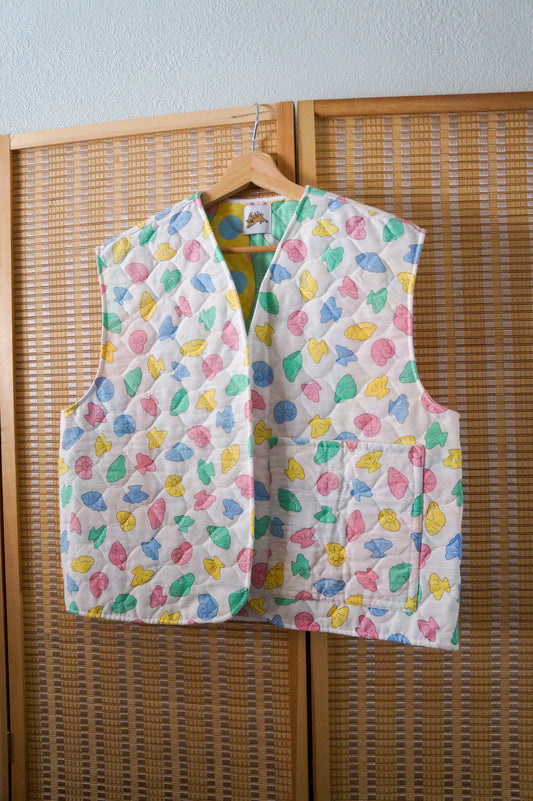 Handmade pastel sea shell quilt vest (S-M)