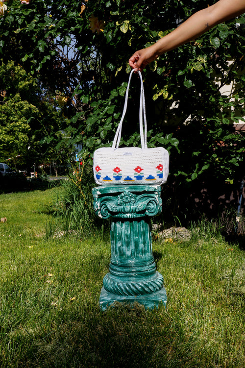 Handmade one of a kind flower pot bowler bag