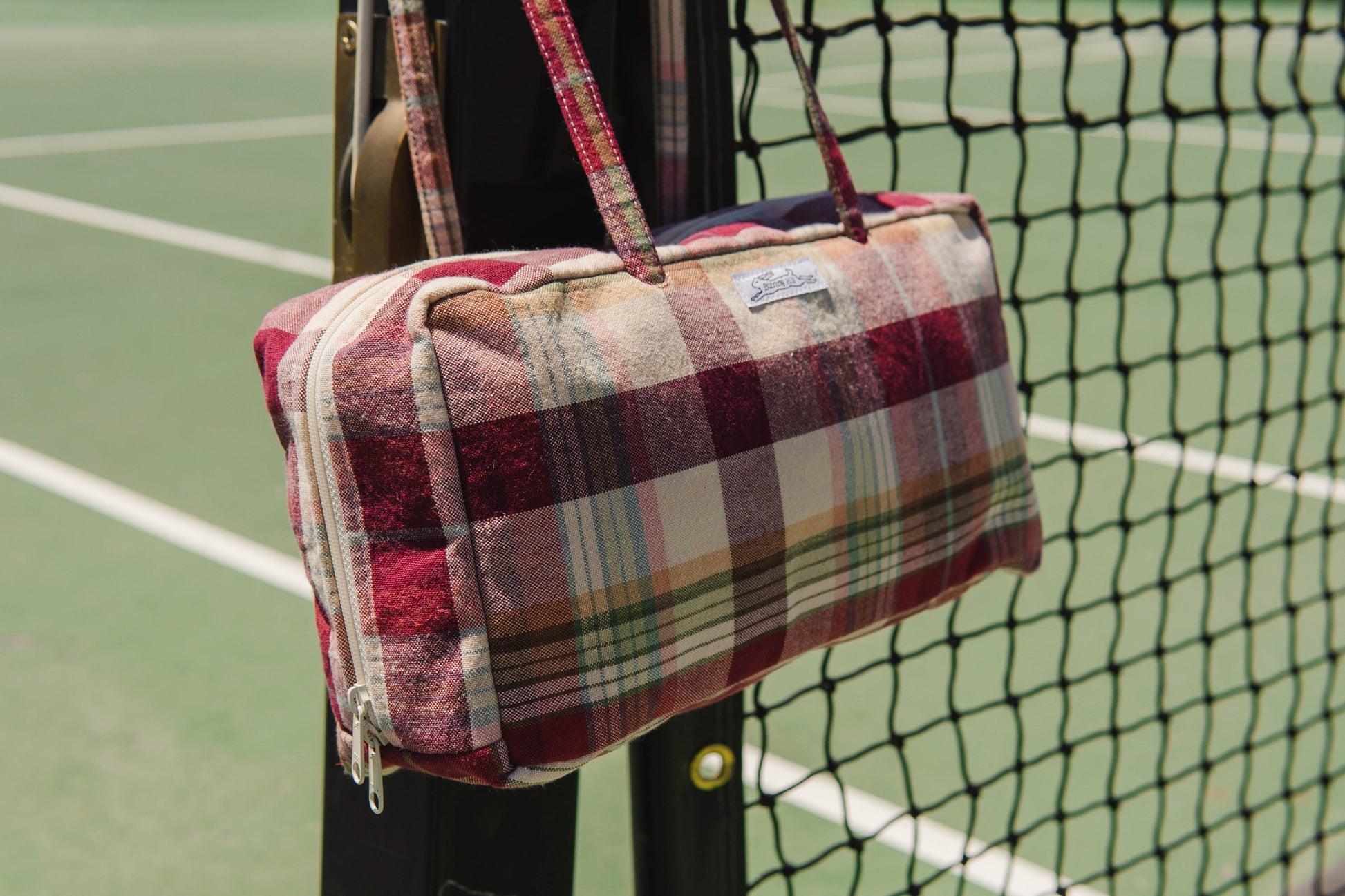 Handmade vtg plaid tablecloth bowler bag