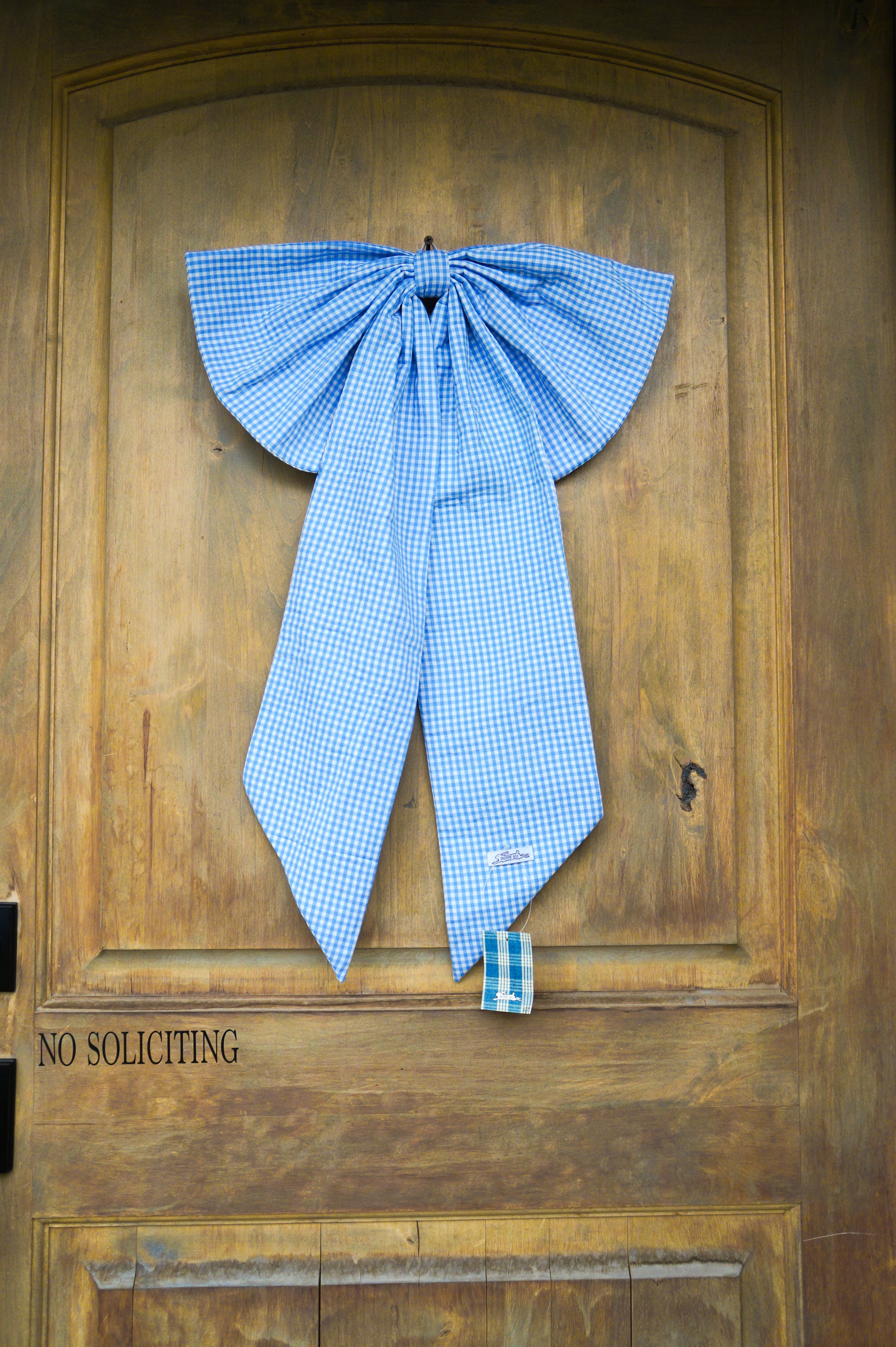 Handmade bow- baby blue gingham